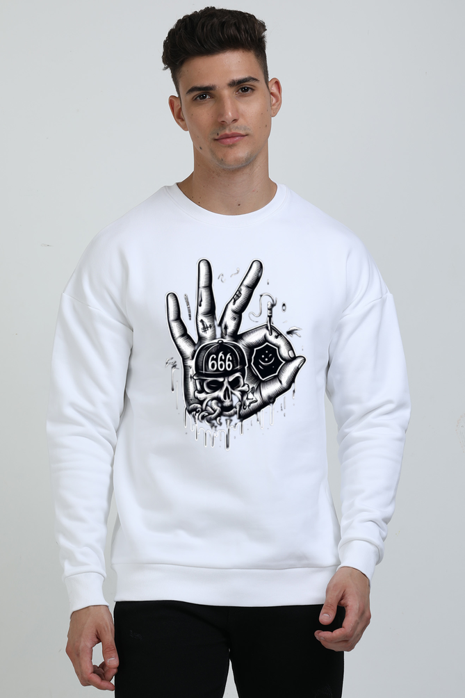 Skull Printed Oversized Sweatshirt