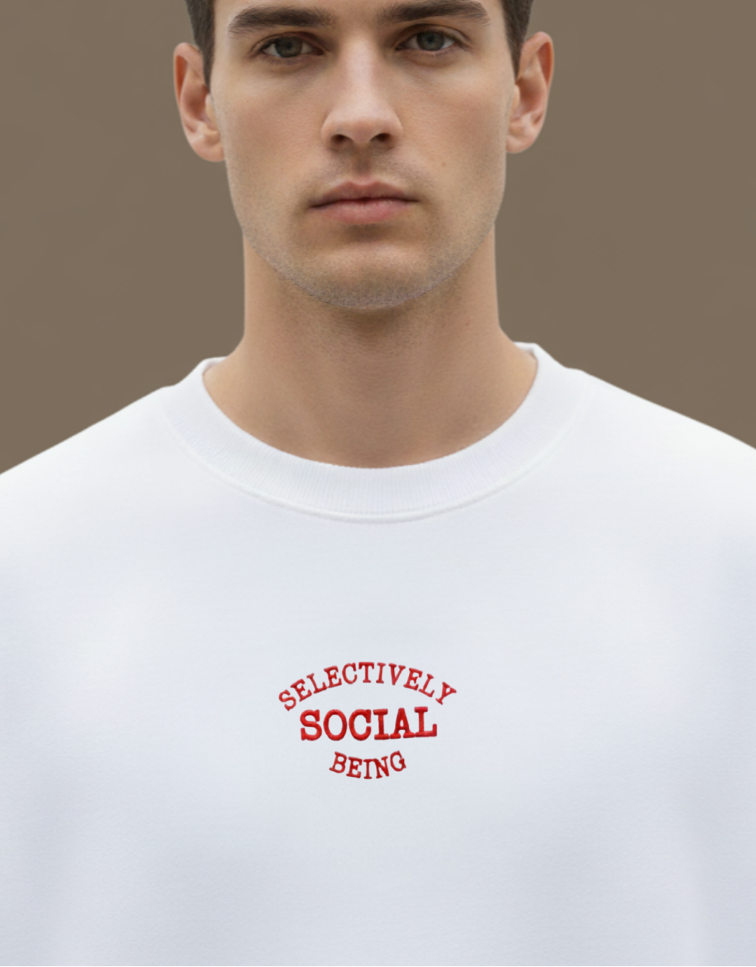 Embroidered Selectively Social Being Oversized Sweatshirt